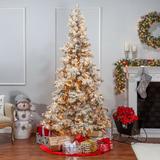 The Holiday Aisle® Heavy Flocked Layered 7.5' Spruce Artificial Christmas Tree w/ 550 Clear Lights in White | 90 H x 54 W in | Wayfair 5822--75C