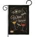 Breeze Decor Wine House Happy Hour & Drinks Impressions 2-Sided Burlap 18.5 x 13 in. Garden Flag in Black | 18.5 H x 13 W in | Wayfair