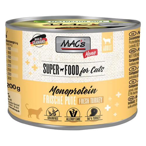 Sparpaket 24x200g MAC's Cat Mono Sensitive Pute Katzenfutter nass