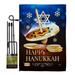 Breeze Decor Happy Hanukkah Dreidel Winter Impressions 2-Sided Polyester 19 x 13 in. Flag Set in Black/Blue/Brown | 18.5 H x 13 W in | Wayfair