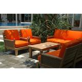 Anderson Teak Luxe Modular 4 Piece Sectional Seating Group Wood/Natural Hardwoods/Teak in Blue/Brown/Gray | Outdoor Furniture | Wayfair Set-74