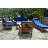 Anderson Teak South Bay 5 Piece Teak Sofa Seating Group Wood/Natural Hardwoods/Teak in Blue/Brown/Gray | 32 H x 71 W x 27 D in | Outdoor Furniture | Wayfair