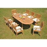 Rosecliff Heights Aydan 9 Piece Teak Outdoor Dining Set Wood/Teak in Brown/White | 30.5 H x 71 W x 40 D in | Wayfair