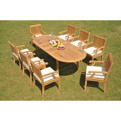 Rosecliff Heights Aydan 9 Piece Teak Outdoor Dining Set Wood/Teak in Brown/White | 30.5 H x 71 W x 40 D in | Wayfair