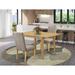 Winston Porter Habgood Rubberwood Solid Wood Dining Set Wood/Upholstered in Gray/Brown | Wayfair E61407959E194840A924B1FEB2B342DE