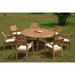 Rosecliff Heights Enprise 8 Piece Teak Outdoor Dining Set Wood/Teak in Brown/White | 30.5 H x 72 W x 72 D in | Wayfair