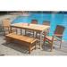 Rosecliff Heights Palou Luxurious 6 Piece Teak Outdoor Dining Set Wood/Metal/Teak in Brown/White | 30 H x 71 W x 36 D in | Wayfair