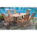 Rosecliff Heights Stephon Luxurious 7 Piece Teak Outdoor Dining Set Wood/Teak in Brown/White | 28 H x 68.5 W x 35 D in | Wayfair