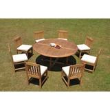 Rosecliff Heights Pretor 9 Piece Teak Outdoor Dining Set Wood/Teak in Brown/White | 30.5 H x 72 W x 72 D in | Wayfair