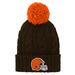 Girls Youth Brown Cleveland Browns Team Cable Cuffed Knit Hat with Pom