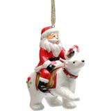 The Holiday Aisle® Samoset Riding Polar Bear Holiday Shaped Ornament Ceramic/Porcelain in Red | 3.25 H x 3.13 W x 1.63 D in | Wayfair 10645