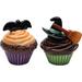 The Holiday Aisle® The Holiday Aisle Brevard Bat & Witch Cupcake 2 Piece Salt & Pepper Set Earthenware in Brown/Green/Indigo | Wayfair 61818