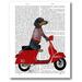 East Urban Home 'Dachshund on a Moped' Graphic Art on Wrapped Canvas in Black/Red | 20 H x 16 W x 1.5 D in | Wayfair