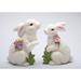 The Holiday Aisle® 2 Piece Sofley Blossom Bunny Figurine Set Porcelain/Ceramic in Blue/White | 7.25 H x 2.63 W x 5.88 D in | Wayfair 10280