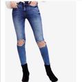 Free People Jeans | Free People Open Knee Skinny Jeans | Color: Blue | Size: 25