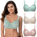 Curve Muse Plus Size Minimizer Unlined Wireless Bra with Lace Embroidery-3Pack-SAGE,Nude,BLUSH-36DD (EU:80E)