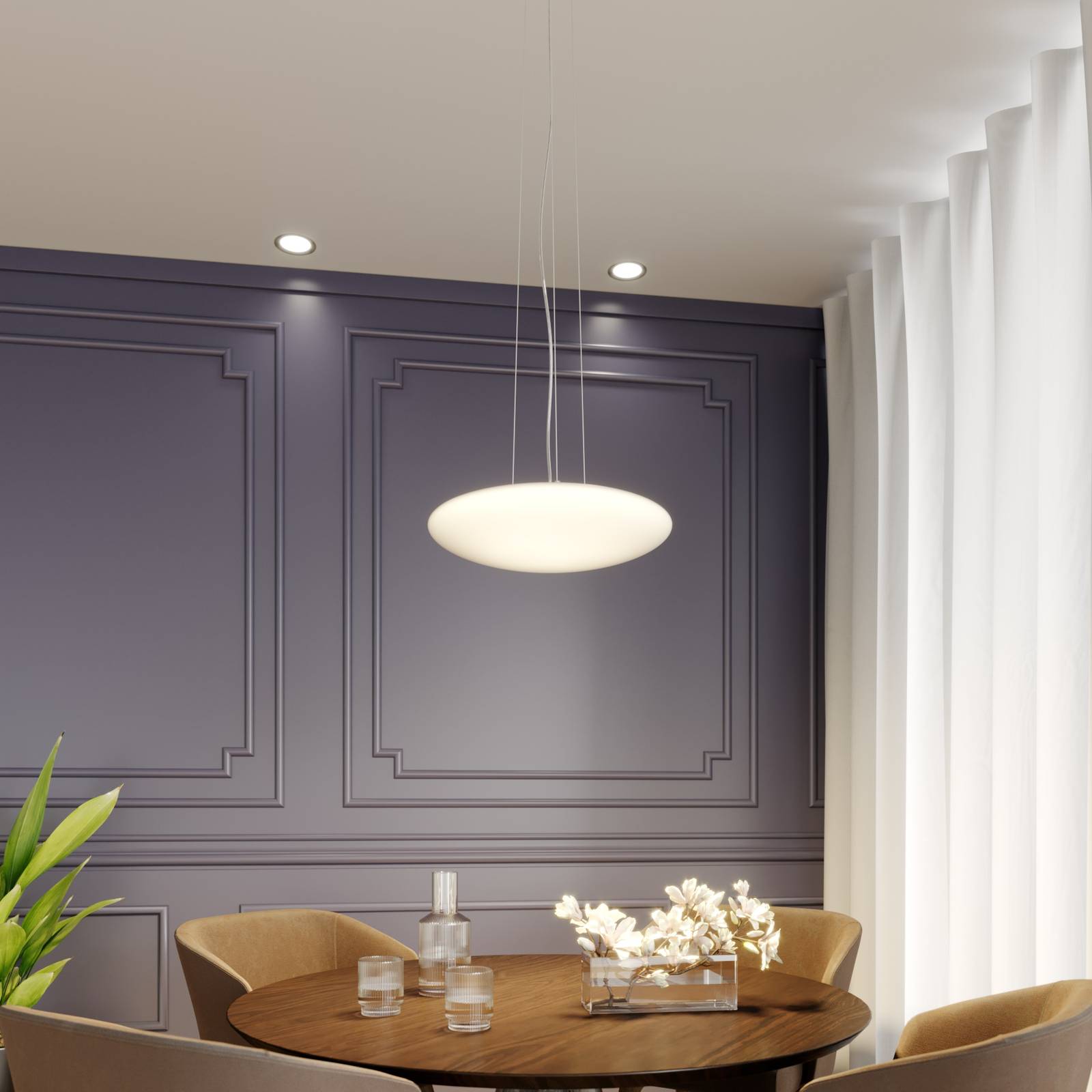 Glas Hängelampe Gunda Lindby, dimmbar, weiß / opal, für Wohn- / Esszimmer, Glas, Modern, Pendelleuchte