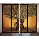 East Urban Home Tree of Life Semi-Sheer Rod Pocket Curtain Panels Polyester in Brown | 108 H in | Wayfair 479A22C2E5BF417EBB87AB8831889D4A