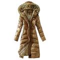 LvRao Womens Warm Down Parkas Casual Winter Outerwear Puffer Coats with Faux Fur Hood Lightweight Quilted Jackets (#1 Khaki, Asia L)