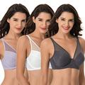 Curve Muse Women's Plus Size Minimizer Unlined Underwire Full Coverage Bra-3PK-LAVENDER,Gray,CREAM-36DDD (EU:80F)