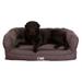 3 Dog Personalized EZ Wash Memory Foam Fleece Bolster Dog Bed, 32" L X 21" W X 9" H, Chocolate, Small, Grey