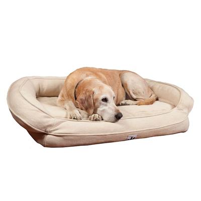 3 Dog Personalized EZ Wash Premium Memory Foam Bolster Dog Bed, 32" L X 21" W X 9" H, Ivory