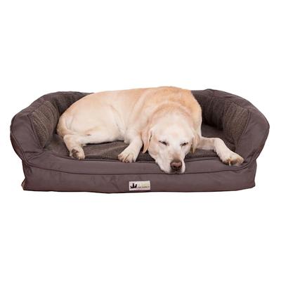 3 Dog Personalized EZ Wash Fleece Bolster Dog Bed, 32" L X 21" W X 9" H, Chocolate
