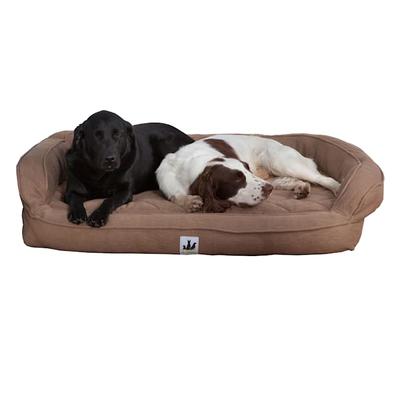 3 Dog Personalized EZ Wash Premium Memory Foam Bolster Dog Bed, 32" L X 21" W X 9" H, Brown