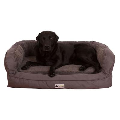 3 Dog Personalized EZ Wash Memory Foam Fleece Bolster Dog Bed, 48" L X 31" W X 10" H, Chocolate