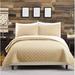 Winston Porter Fenugreek Solid Sherpa Reversible Quilt Set Polyester/Polyfill/Flannel/Cotton in Brown | Queen Quilt + 2 Shams | Wayfair