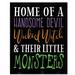 The Holiday Aisle® Slye Home of a Handsome Devil & Wicked Witch Easel Back Decorative Accent Wood in Brown | 10 H x 8 W x 0.5 D in | Wayfair