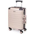 Pierre Cardin ABS Hard Shell 22 Inch Suitcase - Cabin Approved British Airways Hand Luggage with 8 Spinner Wheels | Hard Sided Fits 56x45x25 | Weighs 2.8kg Cap 38.9L Heigh 55.5cm (Small, Champagne)