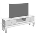 HOMEXPERTS TV-Stand OPIUM / modernes Lowboard in Hochglanz Weiß / Ferhseh-Regal / Metall Griffe Edelstahl-Chrom-Optik / Wohnzimmer-Schrank / TV-Bank / 159 x 54 x 40 cm (BxHxT)