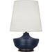 Robert Abbey Michael Berman Nolan 27.5" Standard Table Lamp Ceramic/Linen/Metal in Blue/Brown | 27.5 H x 18 W x 18 D in | Wayfair MMB25