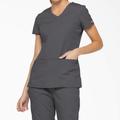 Dickies Women's Eds Signature V-Neck Scrub Top With Pen Slot - Pewter Gray Size 2Xl (85906)