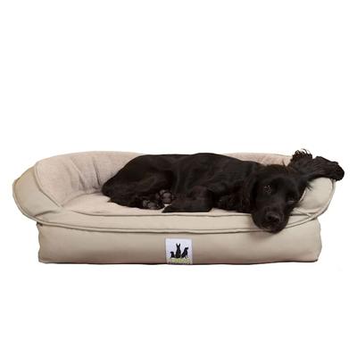 3 Dog Personalized EZ Wash Memory Foam Fleece Bolster Dog Bed, 32" L X 21" W X 9" H, Beige
