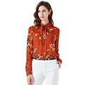 SIXIULIYU 100% Mulberry Silk Shirt Women Tops Print Tree and Bird Long Sleeve Turn-Down Collar Women Blouse Casual Style (4X-Large)