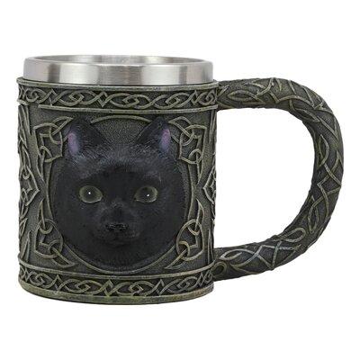 World Menagerie Chartres Celtic Mystical Black Cat Melamine Coffee Mug Melamine, Stainless Steel in Black/Brown, Size 4.0 H in | Wayfair