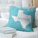 East Urban Home H-Town Texas Pillow Throw Pillow Polyester/Polyfill/Cotton Blend in Green/Blue | 16 H x 16 W x 3 D in | Wayfair