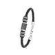 s.Oliver bracelet stainless steel carbon/leather men's arm jewelry, 20+2 cm, silver, Comes in jewelry gift box, 2026108