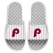 Men's ISlide White Philadelphia Phillies Cooperstown Pinstripe Logo Slide Sandals