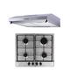 SIA 60cm 4 Burner Gas Hob & Stainless Steel Slim Cooker Hood Visor Extractor Fan