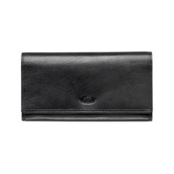 Mancini Equestrian-2 Collection Rfid Secure Trifold Checkbook Wallet - Black