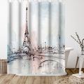 The Twillery Co.® 71" x 74" Minimalist Shower Curtain, Blushing Paris by PI Creative Art Polyester in Blue/Gray | 74 H x 71 W in | Wayfair