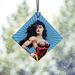 Trend Setters Justice League: Wonder Woman (Animated) Hanging Glass Diamond Shaped Ornament Glass | 3.5 H x 3.5 W x 0.25 D in | Wayfair SPSQU643