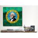 Winston Porter Flags Washington Mount Olympus w/ Paper Grunge Graphic Art on Wrapped Canvas in Green | 18 H x 18 W x 1.5 D in | Wayfair