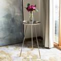 Calix Tri Leg Contemporary Glam Side Table in Gold/Nickel - Safavieh FOX4527A