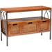 Joshua 3 Drawer Console in Antique Pewter/Dark Walnut - Safavieh AMH6532A