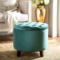 Amelia Tufted Storage Ottoman in Marine/Espresso - Safavieh HUD8220M