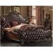 Versailles Eastern King Bed in 2-Tone Dark Brown PU & Cherry Oak - Acme Furniture 21117EK
